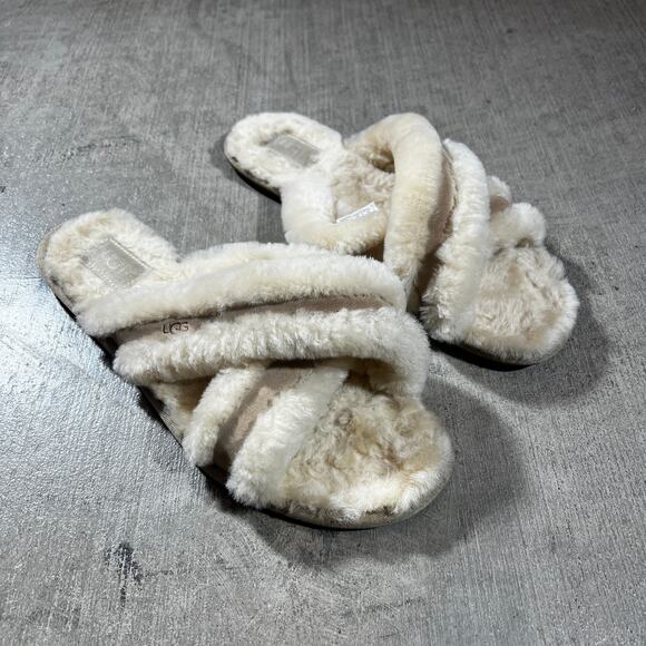 UGG Criss-Cross Slippers Cream Size 10 Sheepskin - Picture 1 of 6